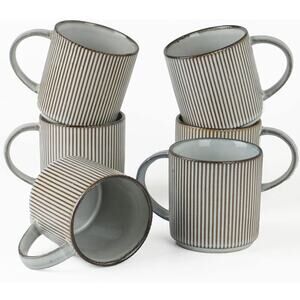 Coffee Mug Set for 6, 12 oz Mugs Cup Set Handle for Coffee, Tea, Cocoa, Milk